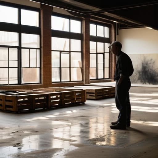 Artist facing The Final Assessment in studio.