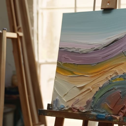 Artist making The Final Decision on painting.