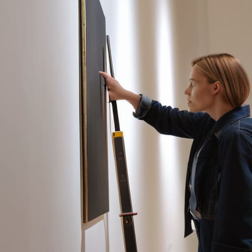 Demonstrating how exhibitions are hung correctly.